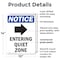 Signmission Entering Quiet Zone, 10 in W x Rectangle, Plastic OS-2PACK-NS-P-1014-V-12096 - alternate 5
